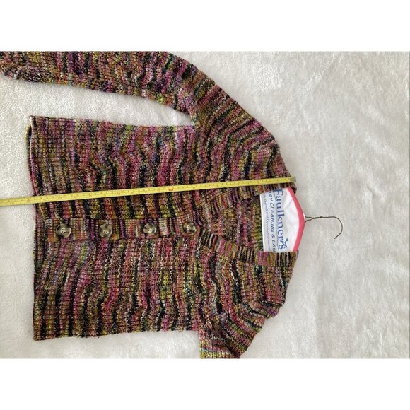 VERONICA BEARD Women Small Space Dye Multi-Color Dorla Wool Cardigan Sweater - Picture 6 of 14